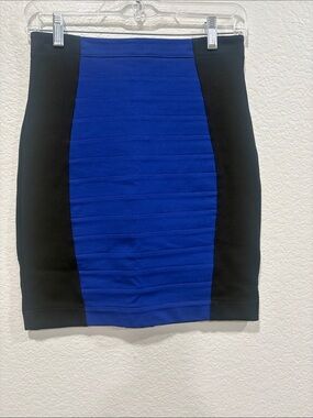 Express Black and Royal Blue Panel Pencil Skirt